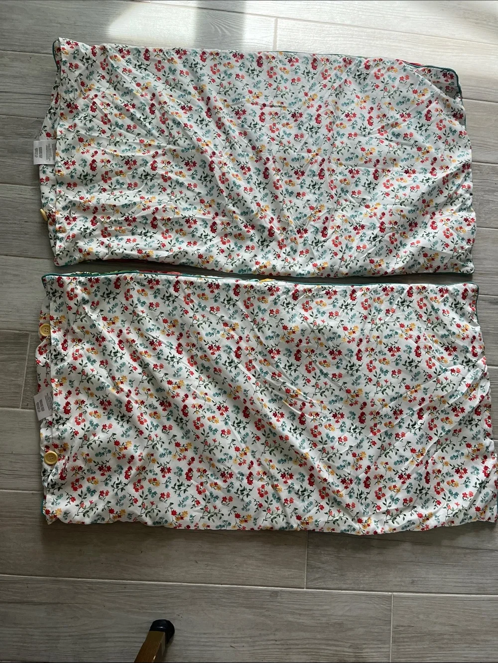 2 Pioneer Woman King Vintage multi floral pillow shams reversible cotton New